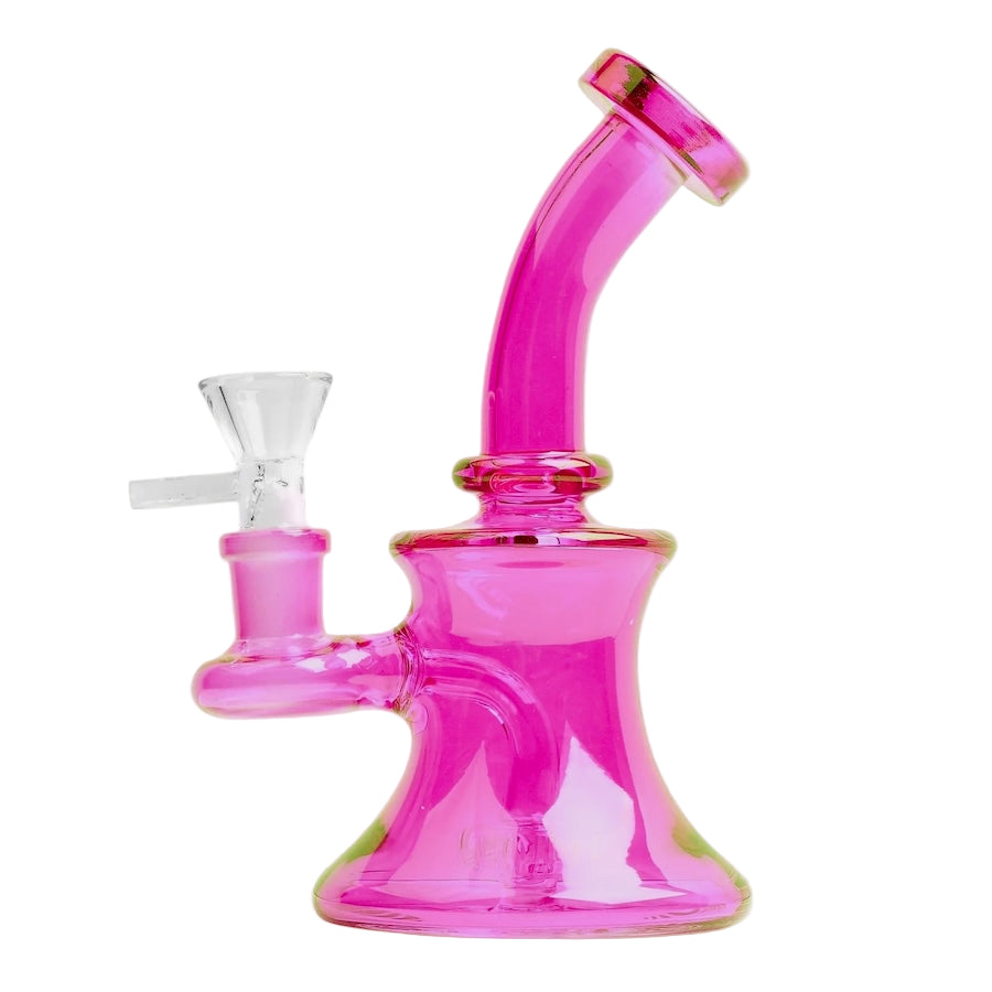 Pink glass water pipe on a white background