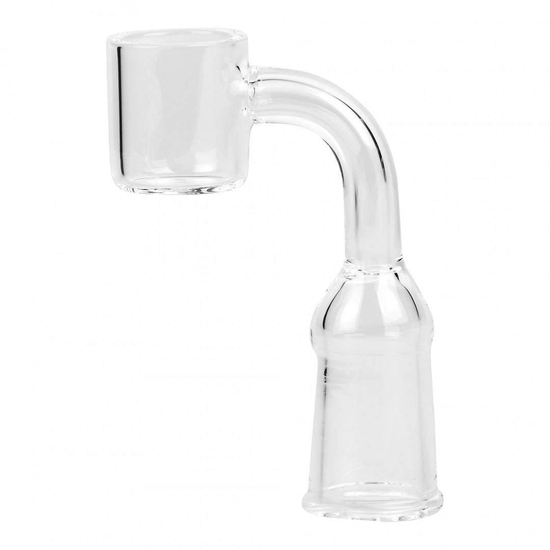 Clear glass smoking accessory on a white background