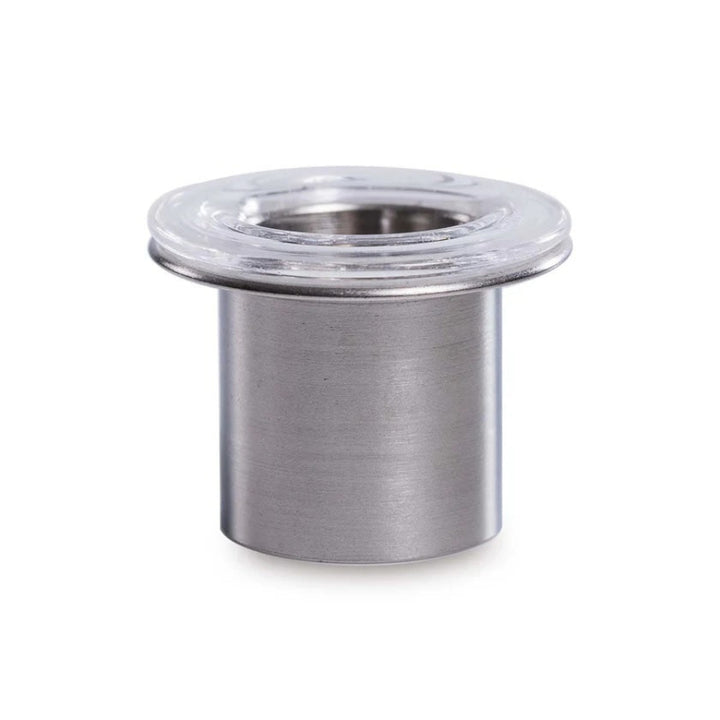 a quartz and metal cup on a white bakground