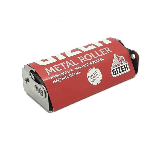 A Gizeh metal roller hand tool with a red protective casing and silver metal ends, shown on a plain white background.