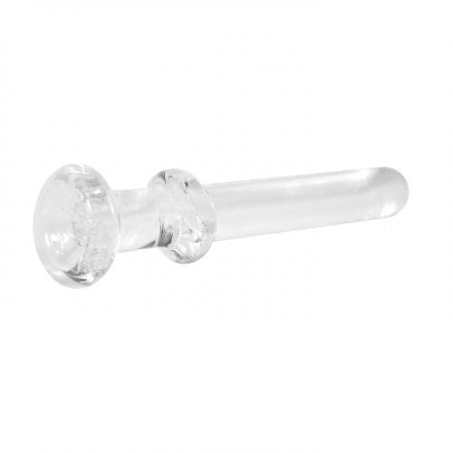 Clear glass smoking accessory on a white background