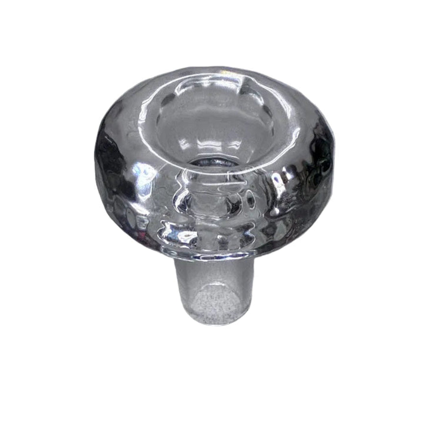 Clear glass facetted replacement glass bowl on white backround