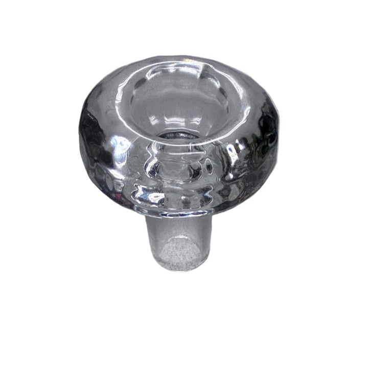 Clear glass facetted replacement glass bowl on white backround