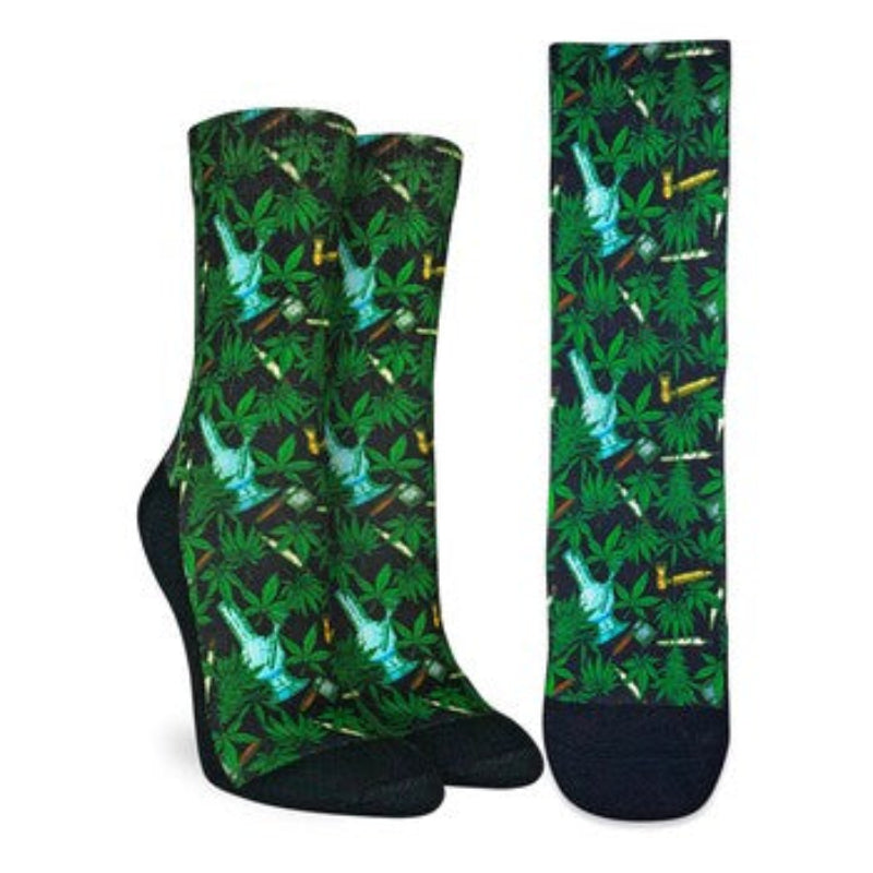 good luck socks womens weed and bongs - shell shock
