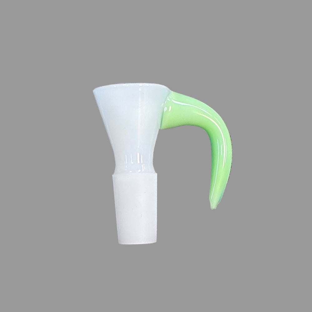 White and green spike glass bowl on a gray background