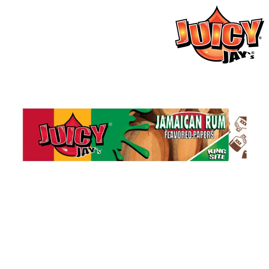 Juicy Jay's Jamaican Rum flavored papers packaging on a white background