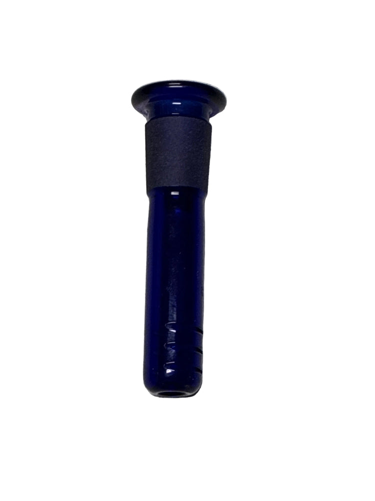 Blue glass bong stem on a white background