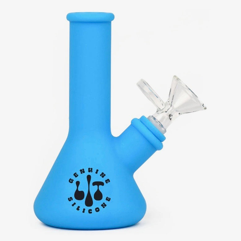 lit silicone 5  beaker bong blue - shell shock