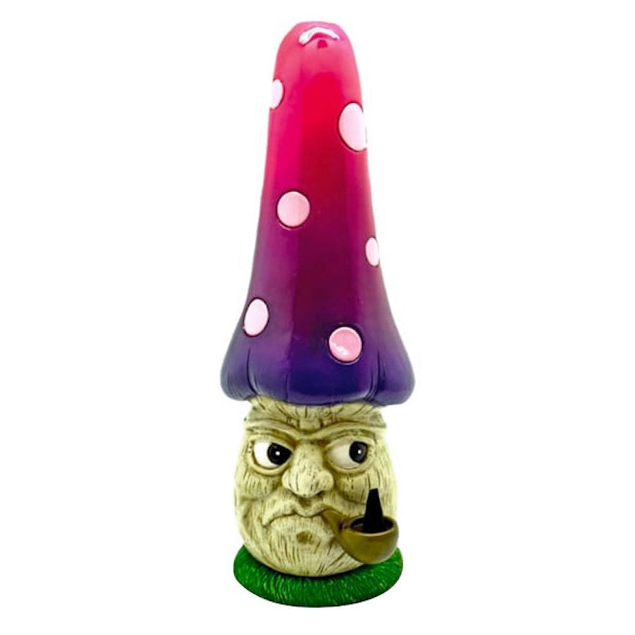 Gnome figurine with a colorful mushroom hat on a white background