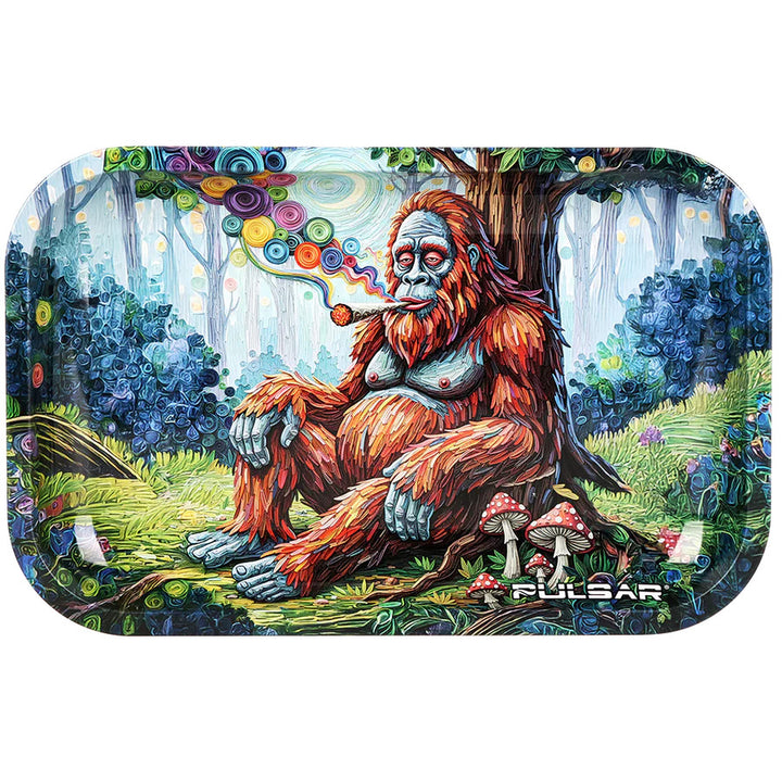 Colorful artwork of an orangutan smoking a pipe in a fantasy forest setting with 'Pulsar' branding.