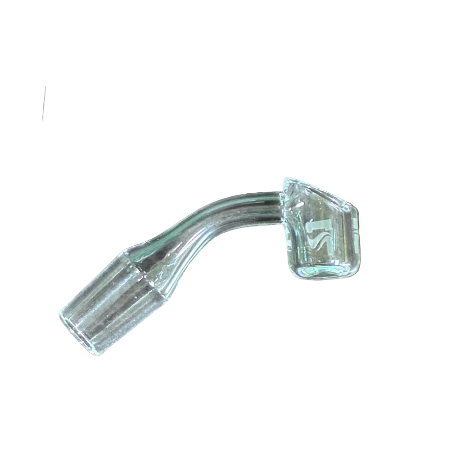 Clear quartz glass banger on a white background