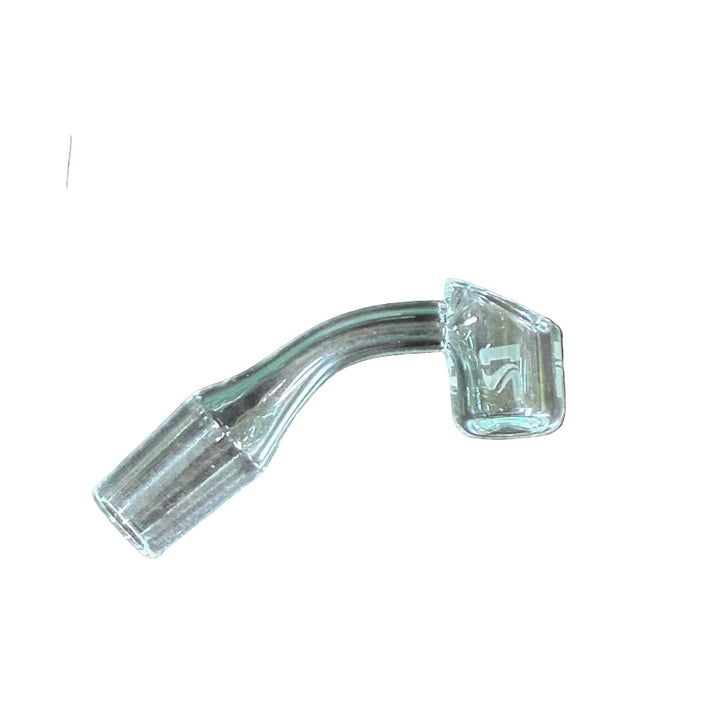 Clear quartz glass banger on a white background