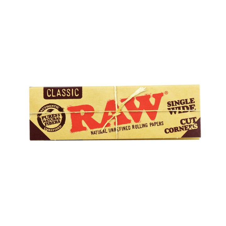 raw single cut corners rolling papers - shell shock