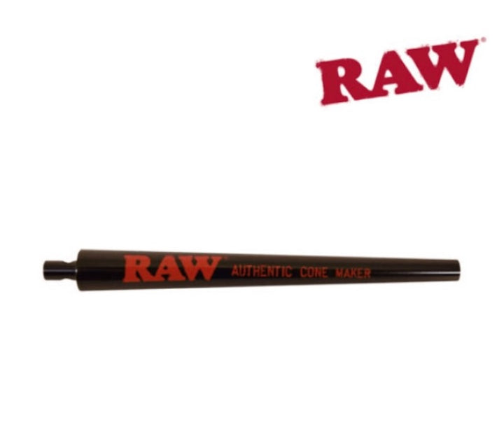 RAW authentic cone maker tool with red 'RAW' branding on a white background