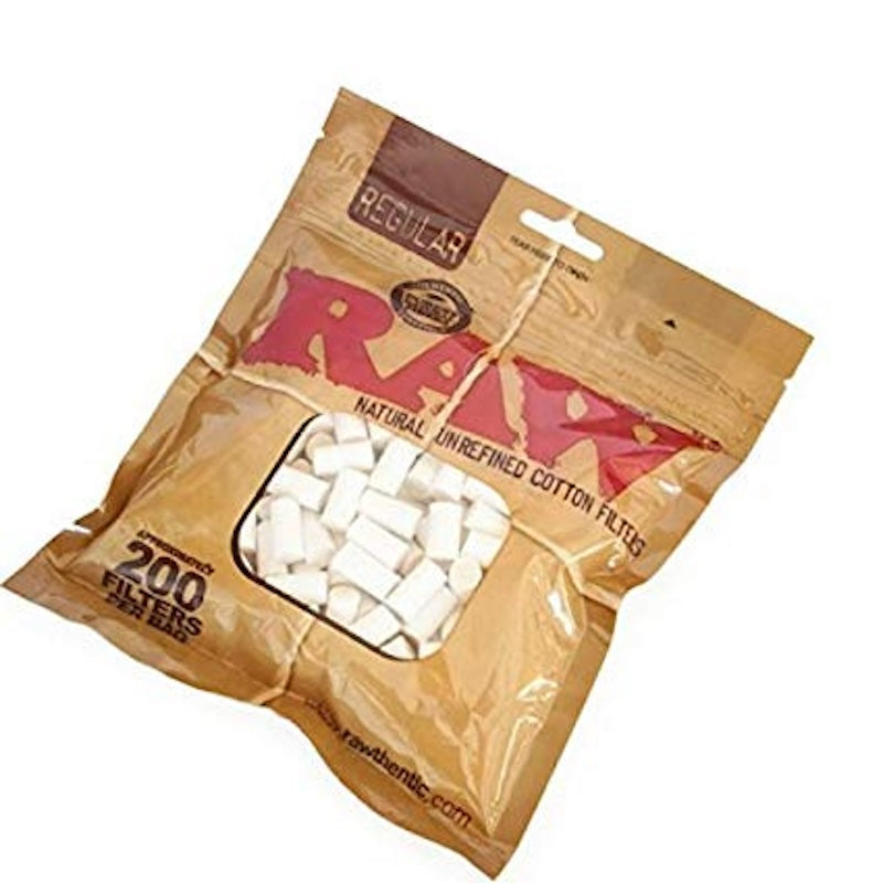 Package of RAW cotton filters with visible text and branding.
