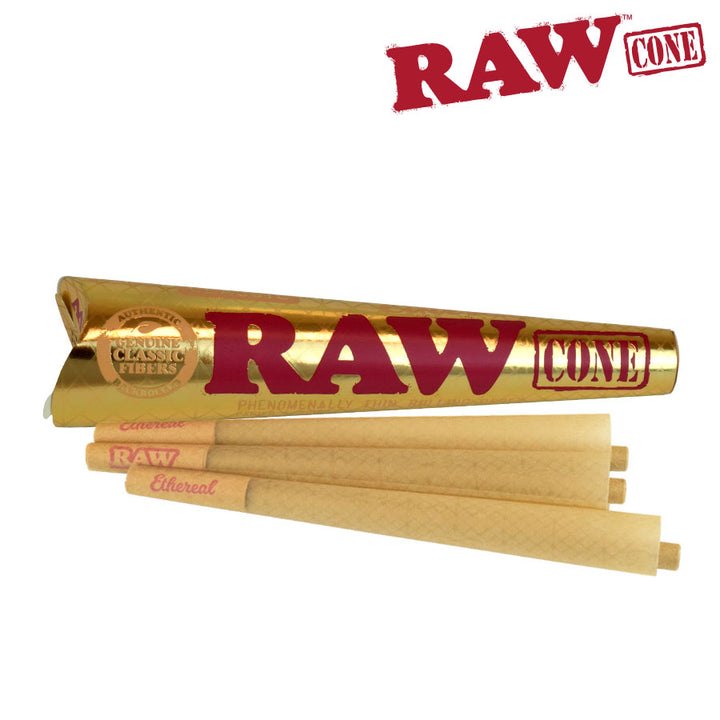RAW branded ethereal rolling cones on a white background