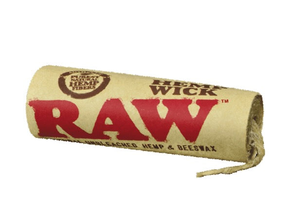 RAW brand hemp wick with red text on a white background