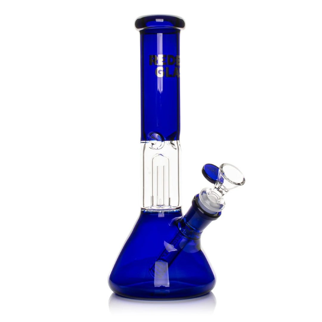 Blue glass bong on a white background