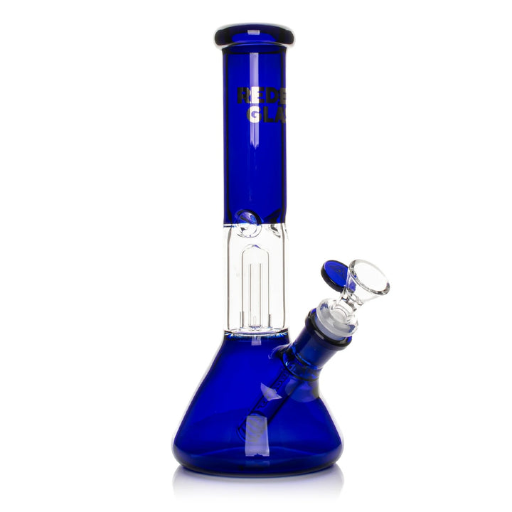 Blue glass bong on a white background