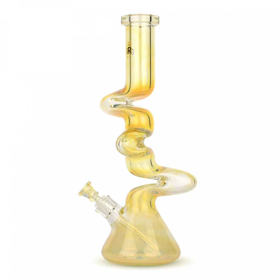 fumed glass zig zag water bong with bowl - shell  shock