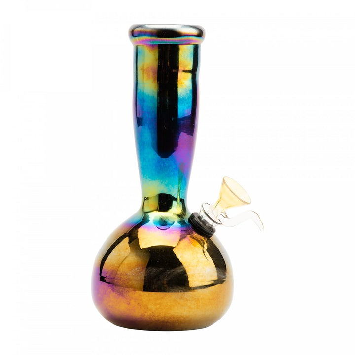 Multicolored glass water pipe on a white background