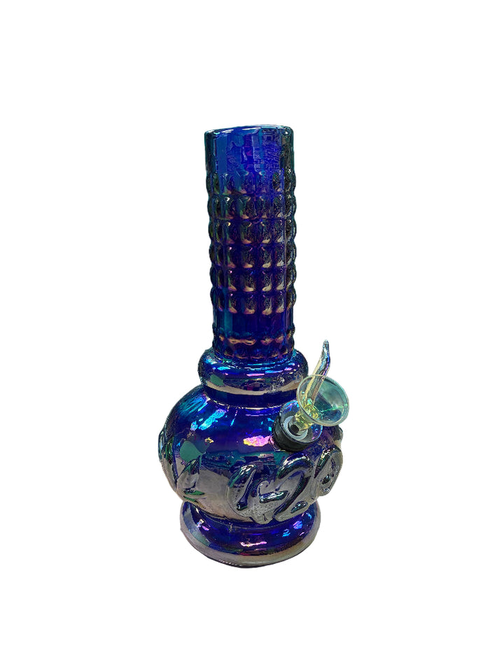 Blue glass water pipe on a white background