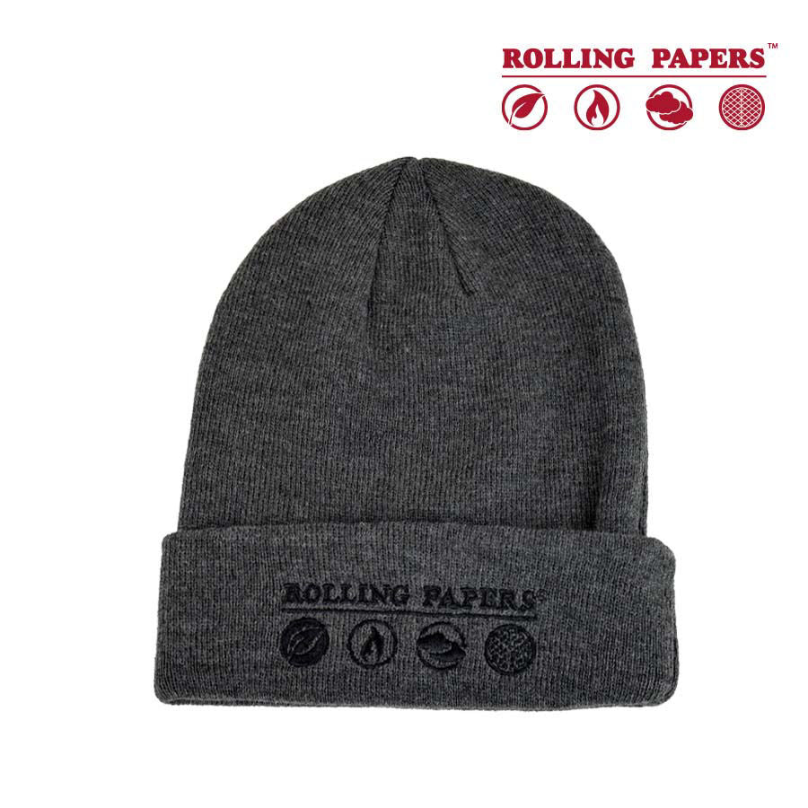 rolling papers grey beanie - shell shock