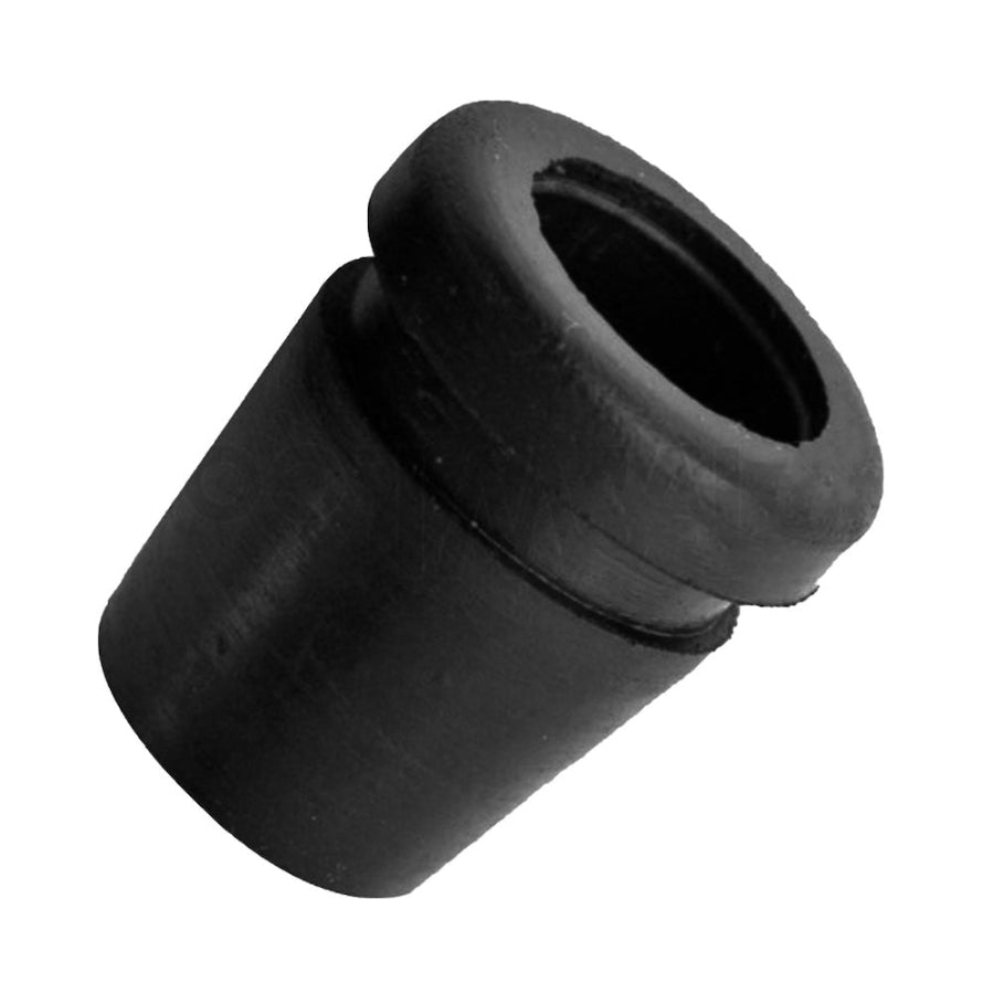 A large black silicone grommet piece on a white background