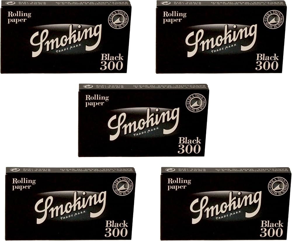smoking black 125 300pk rolling papers - shell shock