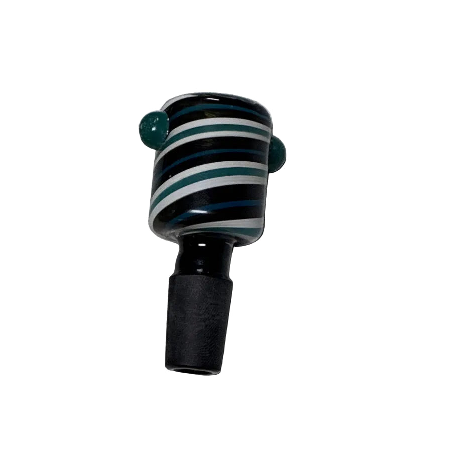 Glass 14mm bowl with striped design on a white background