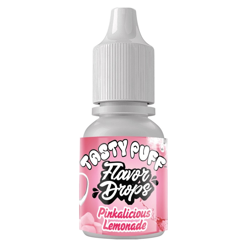 Bottle of Tasty Puff Flavor Drops Pinkalicious Lemonade on a white background