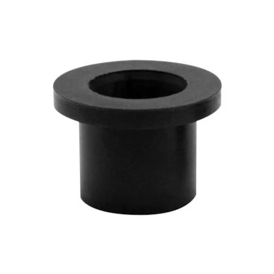 Black rubber grommet on a white background