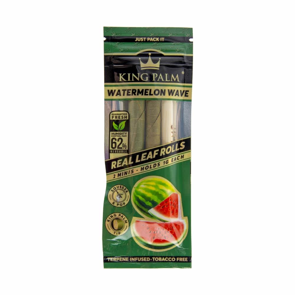 Pack of King Palm Watermelon Wave real leaf rolls on a white background