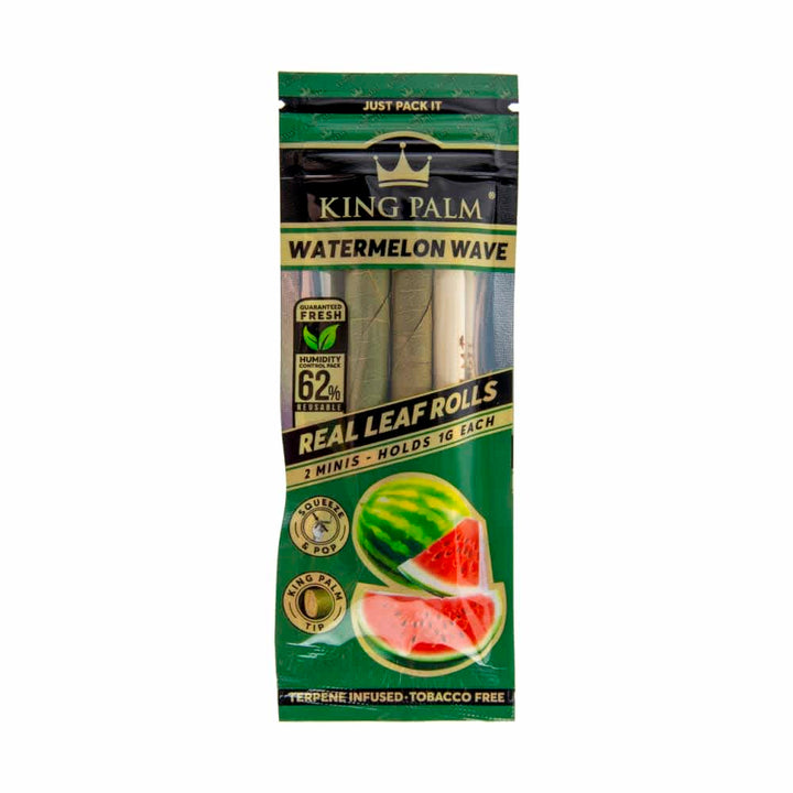 Pack of King Palm Watermelon Wave real leaf rolls on a white background