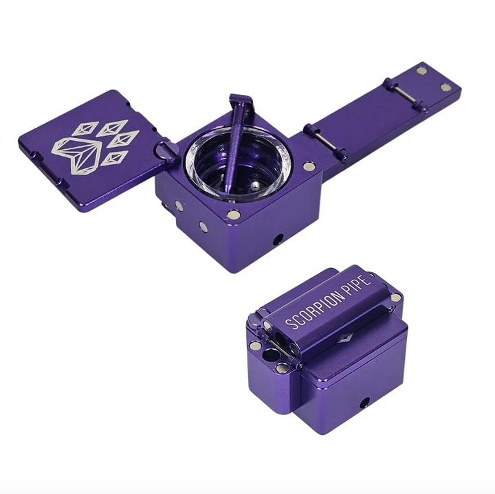 wolf grinder metal folding scorpion pipe purple - shell shock