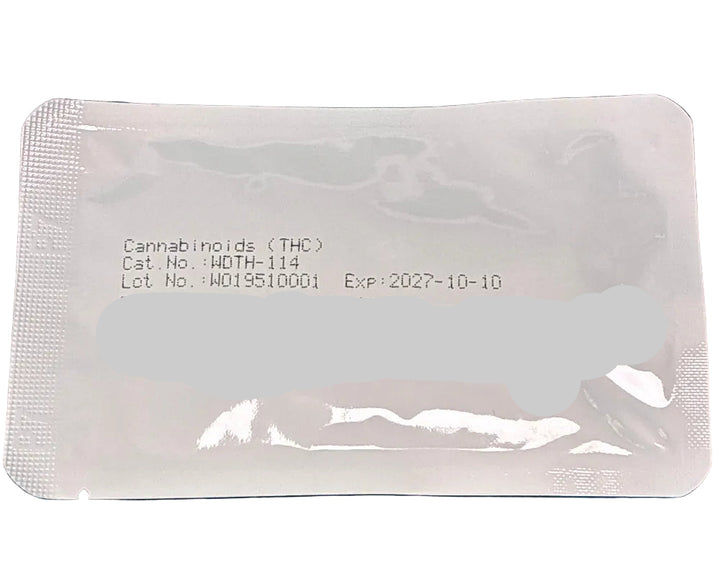 Clear plastic sachet with text on a white background