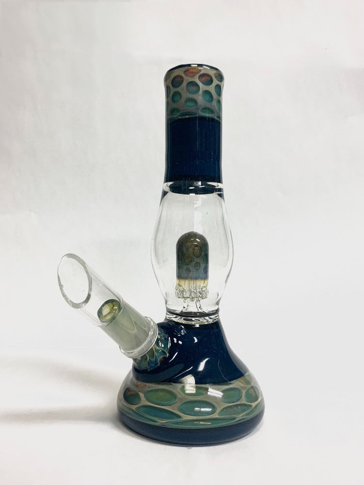 blue percolator with honeycomb glass bong - shell shock