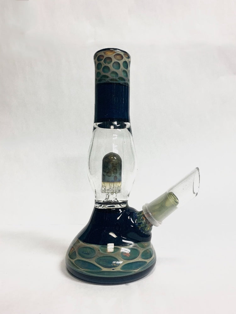 blue perc with honeycomb glass bong - shell shock