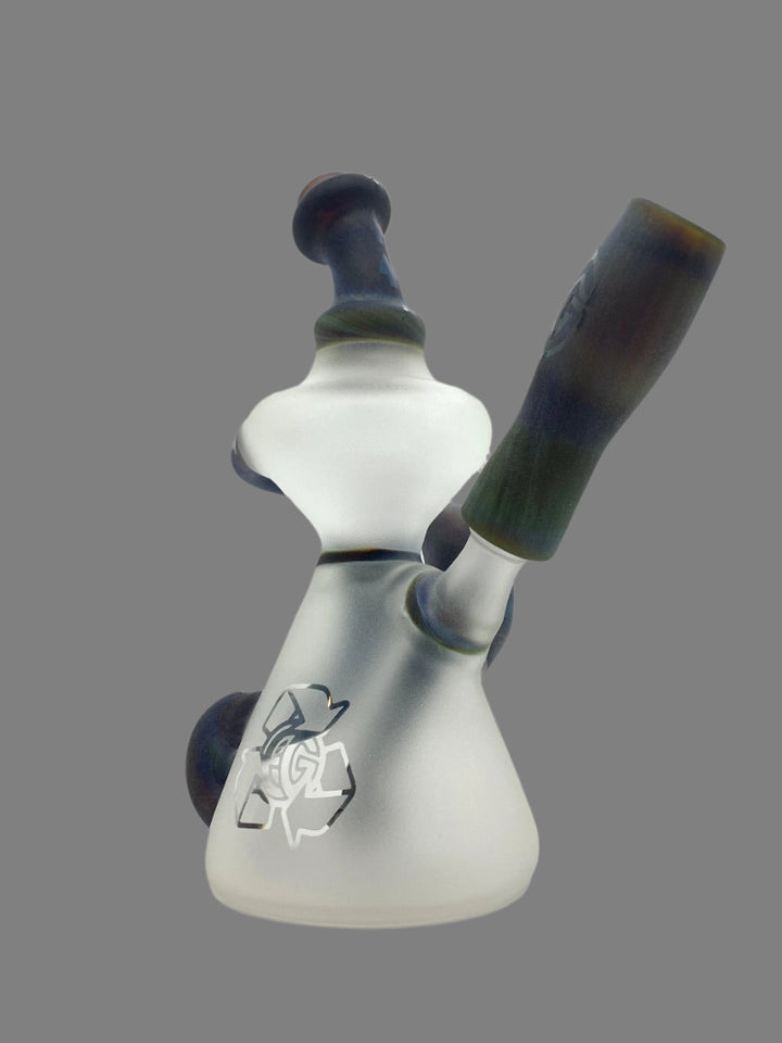 Gorilla Nate Color Tubing Sandblasted Glass Heady Rig - Shell Shock